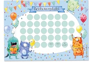 ‎PAPIERDRACHEN Papierdrachen Belohnungstafel Set für Kinder als Abreißblock 10 Blatt - Motivierendes Konzept als Erziehungshilfe - mit tollen Stickern für Jungs und Mädchen - Motiv Monster Set 4