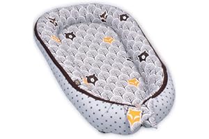 PaLulli Kuschelnest 2-seitig Babynest Babynestchen Baby Nest Nestchen Reisebett Wickelauflage Kuschelbett, Kokon Kokon für Babybett - Babys und Säuglinge, 100% Baumwolle Oeko TEX (Grey Forest)