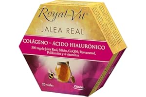 Dielisa, Royal Vit, Jalea Real Colágeno, Ácido Hialurónico, Complemento Alimenticio con 500mg de Jalea Real, Colágeno, Ácido Hialurónico, Silicio, CoQ10, Resveratrol y Polifenoles, 20 viales