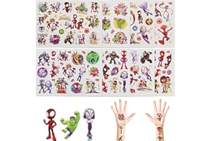 GOTFUN Spiderman Temporary Tattoos 8 Sheets Stickers Waterproof Fake Tattoo Spiderman Cartoon Face Tattoo for Kids Stickers Fake Spider Stickers for Party Bags Fillers