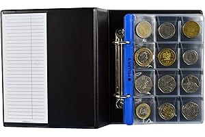 PELLER'S Album per la Collezione, 240 Tasche per Monete Medie Fino a 28mm: € 2, €1 Euro. 20 Fogli.