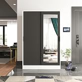 Aura Grey White Vestiyer Portmanto Ayakkabılık Aynalı 2 S&uuml;rg&uuml; Kapaklı
