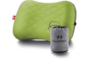 Hioutdoor Aufblasbares Kissen Kopfkissen für Camping mit Abziehbarem Kissenbezug Luftkissen Strandkissen Ergonomisches Reisekissen Outdoor Inflatable Travel Neck Pillow Bequemes Schlafkissen (Green)