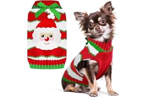 HRTTSY Dog Christmas Jumper with Harness Hole Santa Striped Dog Sweater Vest Warm Fall Winter Puppy Dog Clothes Outfits for Small Medium Dogs Cats Pet Xmas Holiday New Year Costume Gift, Medium