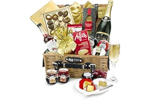 Premium Champagne Gift Set - Eton Hamper with Paul Langier, Cheddar Truckles, Organic Brie, Puff Pastry Twists, Swiss Chocolates - Birthday Champagne Gifts for Her, from Regency Hampers