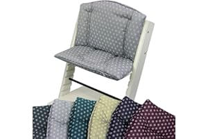 BAMBINIWELT BY RAFAEL K. BambiniWelt - Set di cuscini per seggiolone Stokke Tripp Trapp, 2 pezzi, cuscino di ricambio con stelle (grigio chiaro)