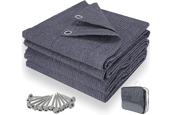KOIUEYW Tapis D'auvent - Tapis de Camping D'extérieur – Tapis D'extérieur Résistant aux Intempéries, pour Camping-Car, Camping, Caravane, avec Sac de Transport et Clous de Fixation