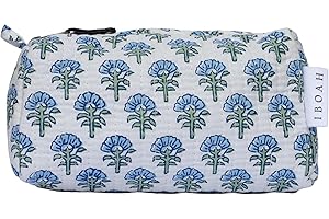IBOAH Neceser de Viaje Organizador, Bolsa de Aseo, Bolso Maquillaje de algodón Acolchado para Mujeres, Hombres y recién Nacidos con Forrado Impermeable Interior (Blanco Flores, Pequeño)