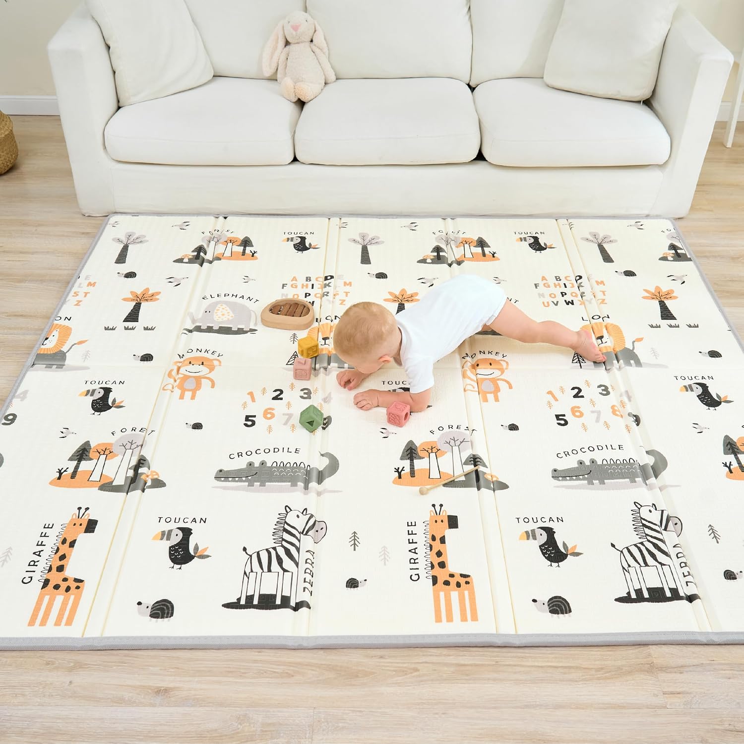 Tapis D'éveil Bébé Pliable Epais Réversible 150x180x1cm - Sol De Jeu pour Enfant Bebe - Tapis De Sol XXL en Mousse - tapis De Motricité Favorisant Le Développement Sensoriel - Cadeau Naissance Bébé