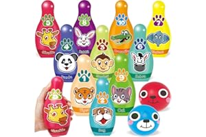 STAY GENT Jeux de Quilles, Set de Bowling Enfants avec 10 Quilles et 2 Boules, Animaux Jouet Enfants Jeu de Quilles Extérieur et Intérieur, Éducatif Quilles Cadeaux pour Enfants 2 3 4 5 6 7 Ans