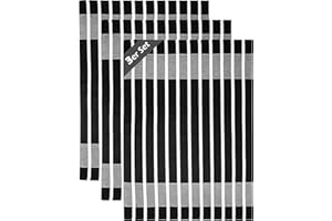 ‎LASHUMA Lashuma Geschirrhandtücher Baumwolle Set, Trockentücher Gestreift Schwarz – Weiß 50x70 cm