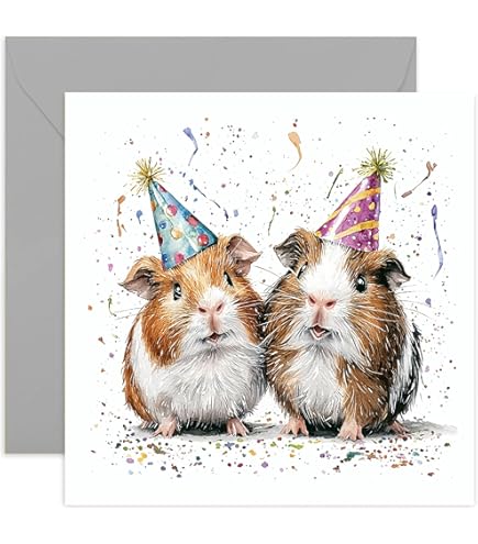 Old English Co. Carte Aquarelle Pour Couple De Cochons D'Inde - Jolie