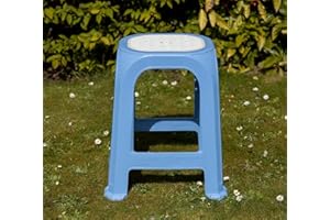 OMS HOME STORE Large Tall Plastic Garden Stool Stackable Outdoor Indoor Chair Stool or Table (Blue)