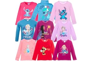 Characters Cartoons - Bambina - Maglia Maglietta T-Shirt a Maniche Lunghe 100% Cotone Personaggi Cartoni Animati