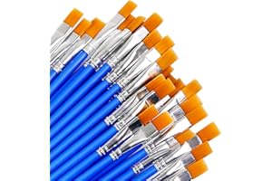 AUGSHY 60 Stück Breite Flache Pinsel, Kleine Künstlerpinsel Pinsel Set für Details und Kunstmalerei (9mm)