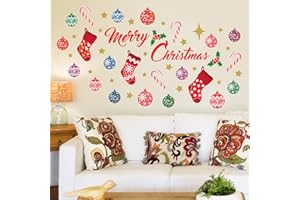 WALPLUS Wallflexi Christmas Decorations Wall Stickers Merry Christmas Decoration Set Wall Murals Decals Living Room Children Nursery School Restaurant Cafe Hotel Home Office Décor, Multicolour