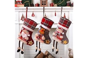 DFADKYWU 3 Stück Nikolausstrumpf Kinder, Weihnachtssocken, Nikolausstrumpf, Weihnachtsstrumpf, Nikolausstiefel zum Befüllen & Aufhängen, für Kamin, Weihnachtsbaum, Wand, Treppe