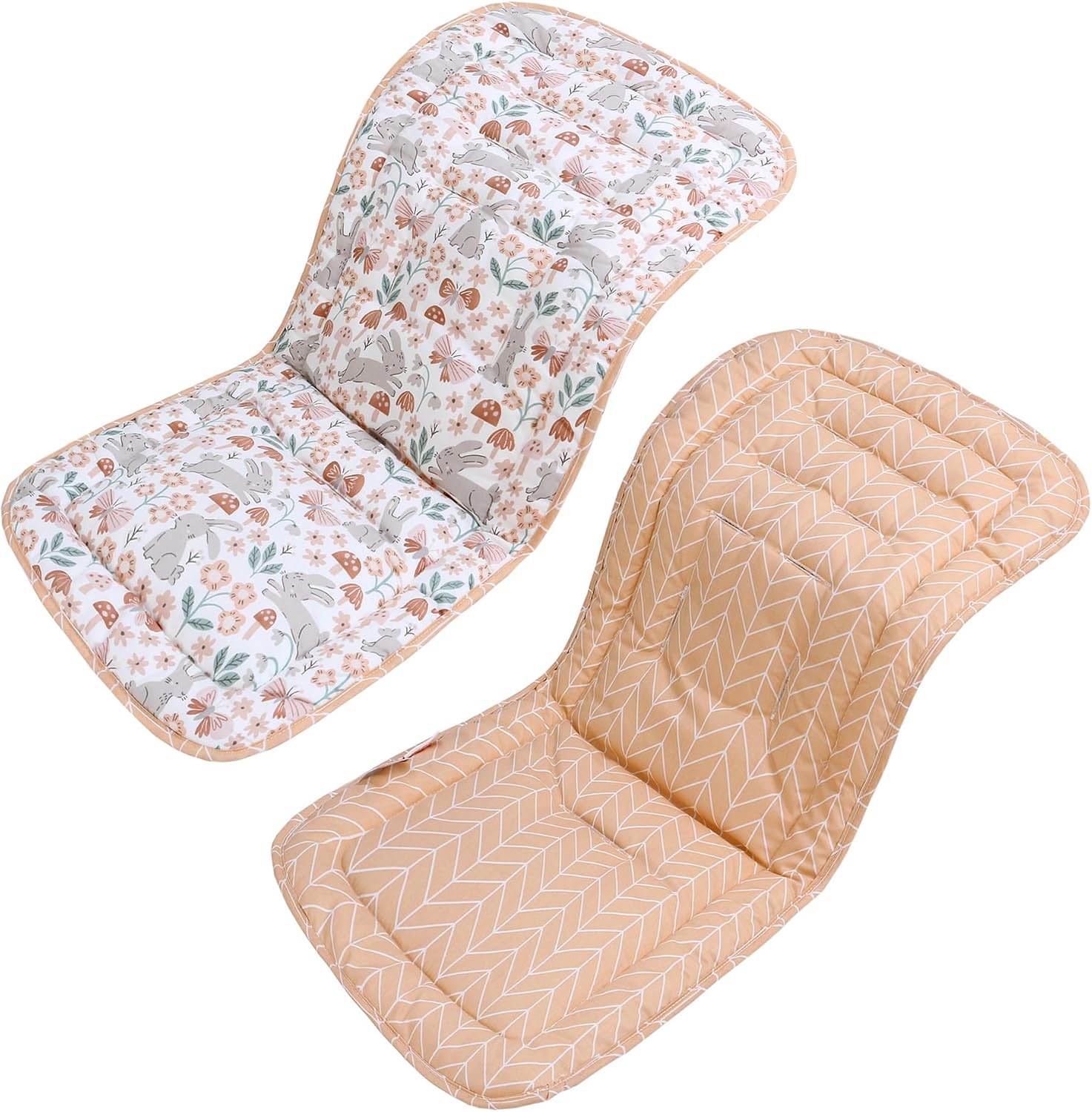 LAT Universal Colchoneta para Sillas de Paseo, Algodón Funda Universal Carro Bebe, Cojín Silla de Paseo para Cochecito de Doble Cara, Funda para Asientos de Cochecito para Bebés 78x34cm (Conejo)