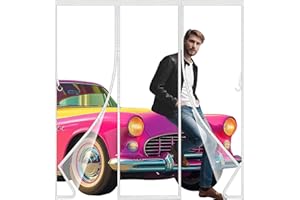 HL-YFC Moustiquaire Porte 205x215cm Fenetre Aimantée Magnetique, Rideaux Anti Mouches pour Porte, Rideaux Toile Insect Ecran,Moustiquaire Baie Vitree Coulissante,Magnétique Moustique Sans Perçage Blanc