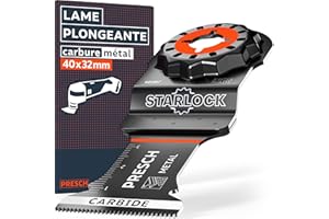 Presch Lame Scie Oscillante Carbure métal 40x32mm - Lame Starlock pour remplacement sans outil - Coupe performante dans l’inox, vis et clous - Accessoire multifonction précis