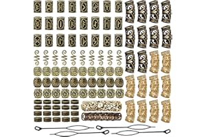 Queta Nordic Viking Rune Beads, Beard/Hair Braiding/Decorative Beads, Hair Headpiece Accessories, Woven Accessories (Gold)