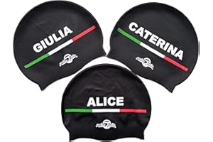 Swimxwin Cuffia in Silicone con Nome Personalizzato | Cuffia da Nuoto | Cuffia da Piscina | Grande Comfort e Aderenza | Design e Stile Italiano | Colore Nero |