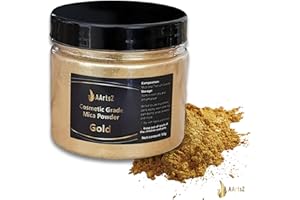‎AARTSZ Epoxidharz Farbe Metallic Gold 50g Jar, AArtsZ Mica Powder Pulver, Farbpigmente, Perlglanz Natürliches kosmetisches Pigmentpulver für Lipgloss, Nagellack, Make-up, Seifenfarbe, Badebomben