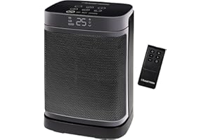 Russell Hobbs Space Heater in Black & Silver 1500W Silent Portable Oscillating Ceramic Electric Heater, Low Energy Digital Display, 4 Modes, 24hr Auto Timer, Overheat Protection, RHCH2001S