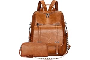Leathario Backpack Womens, Vegan Leather Rucksack Bag for Women, Ladies Fashion Backpacks for Work University Travel Business