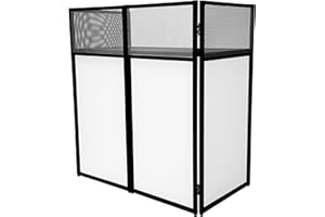 MONSTER SHOP Cabina Stand Dj Nero in Accaio Pieghevole Portatile 113.5x105x57cm soli 15KG Piano lavoro Ventilato- Borsa da Viaggio e pannelli 1 nero 2 bianchi inclusi intercambiabili per effetti luce incredibili