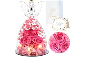 FRFG Ewige Rose Engel Geschenke für Frauen, Engel Figur Geschenke für Mama, Muttertagsgeschenk, Muttertagsgeschenke für Mama, Geburtstagsgeschenk für Frauen Mutter Oma Geschenk (Rosa)