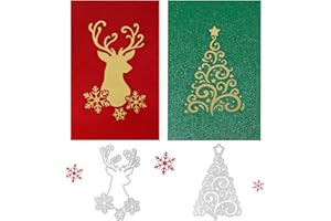 GEBETTER 2 Sets Christmas Cutting Dies - Tree, Elk Die Cuts, Embossing Machine Template Stencil Cut Dies for Card Making, DIY Scrapbooking, Craft Cards, Photo Album, Gifts, Decor