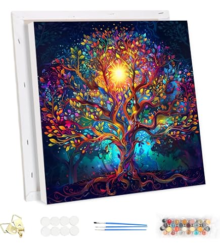 MEIYUDA Peinture par Numero Adulte avec Cadre, Chat Lac DIY Peinture à l' huile par Numéros sur Toile Artisanat avec Pinceaux, Decoration Maison Cadeau 25x35cm