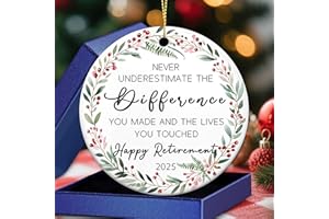 PUYTG 2025 Retirement Christmas Ornament - Ceramic Happy Retirement Gift for Women & Men - First Christmas Retired Keepsake for Coworker, Boss, Employee, Teacher, Nurse