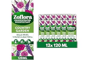 Zoflora Country Garden Concentrated Disinfectant Liquid,Pack of 12 x 120ml, Antibacterial & Multi-Surface Cleaner, Eliminates 99.9% of Germs & Odors