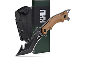 KHU Couteau à lame fixe Couteau de survie bushcraft - Acier 440C G10 poignée, Outdoor chasse Camping Accessoires - Avec étui Kydex - 24A