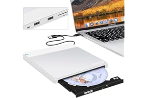 NOLYTH Lecteur DVD externe pour MacBook: USB 3.0 Type-C Graveur CD Externe avec SD/TF/2 ports USB pour ordinateur portable PC - Portable Plug & Play Transfert de données rapide pour Mac Windows 11/10