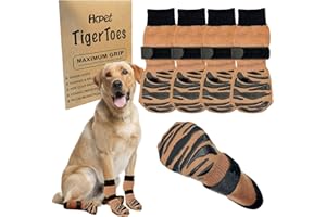 HCPET 2 Paar Hundesocken für Den Innenbereich,Doppelseitige Griffe, Traktionskontrolle auf Hartholzböden,Verhindert Das Ablecken Kleine, Mittlere und Große Hundesocken (Braun, XS)