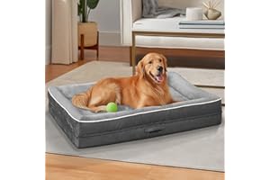 Renvix XXL Orthopedic Dog Bed, Waterproof Dog Sofa Bed with Removable Washable Cover, Soft Egg Foam Pet Bed, Non-Slip Bottom and Four-Sided Bolster Cushion（Gray, 137x91x19cm）