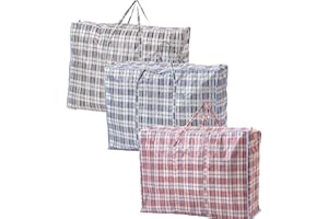 QBL® EXTRA EXTRA LARGE (100cm x 60cm Pack of 3) Laundry Bags Strong and Durable | Multi-Purpose:, Moving, Shopping, Storage | Reusable Zip Bags in Red, Black, and Blue