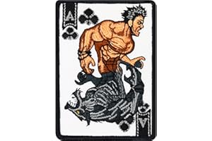 EXPRESS-STICKEREI Werewolf Patch Ace Card Toppa ricamata ferro o cucitura: Werewolf Club Carta Asso - Toppa premium mannaro con carta da gioco - Applicazione da stirare - 60x80mm