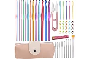 KUPPT Set uncinetti ergonomici, Kit di accessori per aghi per uncinetto da 52 pezzi, set uncinetto completo con, segnapunti, aghi a cruna grande e custodia