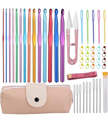 Set Uncinetti Kuppt Con Accessori - Kit Completo Per Principianti E Esperte, Custodia Viola