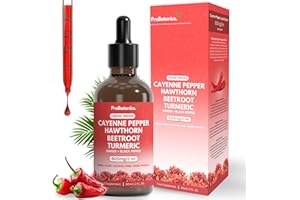 ProBotanics Cayenne Pepper Drops Liquid Extract Supplement | Hawthorn Berry, Turmeric Curcumin, Beet Root, Ginger, Black Pepper for Circulation, Energy and Digestive Health | Alcohol-Free - 60ml