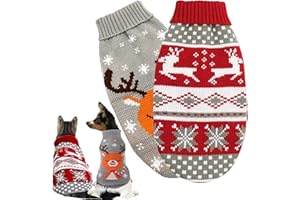 FMKLDENA Maglione natalizio per cani, 2 pezzi Cane Gatto Maglieria Costume, Maglione invernale natalizio per cani, Maglioncino Natalizio per Cane o Gatto, Adatto a Cani di Taglia Piccola o Media (M)