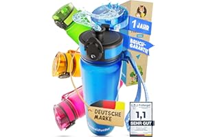 Funkelfuchs® - Trinkflasche für Kinder – 500ml, Blau – Kohlensäure geeignet - 100% auslaufsicher - Wasserflasche spülmaschinenfest - für Kindergarten, Einschulung, Schule, Sport