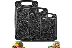 SMYIDEL Juego de Tablas de Cortar,Tablas de Cocina para Cortar, Tabla de Cortar de Plástico, sin BPA, con ranuras para zumos, Apta para Lavavajillas(Juego de 3 unidades)