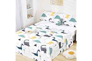 HOMEYA - Juego de sábanas infantil cama 90 - Juego de sábana verano 3 piezas, 1 Sábana bajera 90x190, 1 encimera 165x260 y 1 funda de almohada 45x125 ( Dinosaurios )