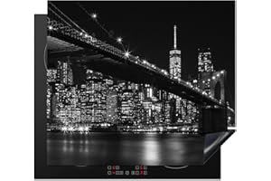 MUCHOWOW Protège-plaque à induction - Plaque Protection Vitrocéramique Induction - Vinyl - New York - Brooklyn - Pont - 60x52 cm - Couvre Plaque de Cuisson - Accessoires de Cuisine