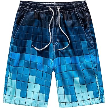 PAFEFO Blue Mini Penguin Dancing Board Shorts voor heren, sneldrogend strand zwemmen sportpakken met zakken, Blauwe Mini Pinguïn Dansen, S